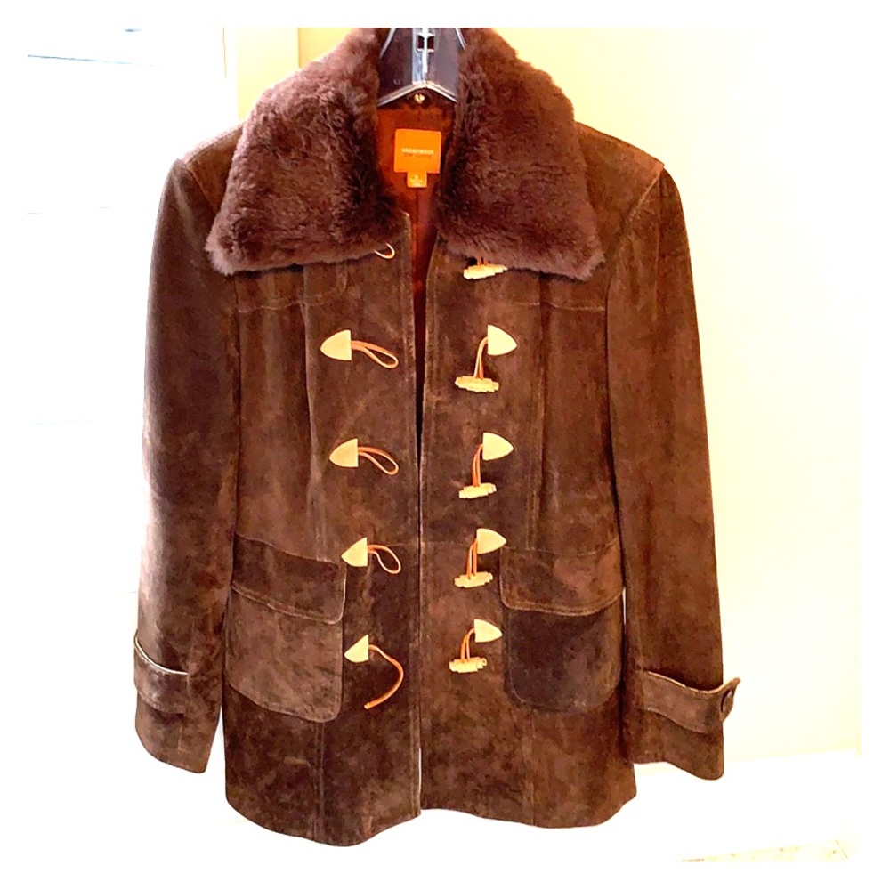 Brown suede and fur jacket